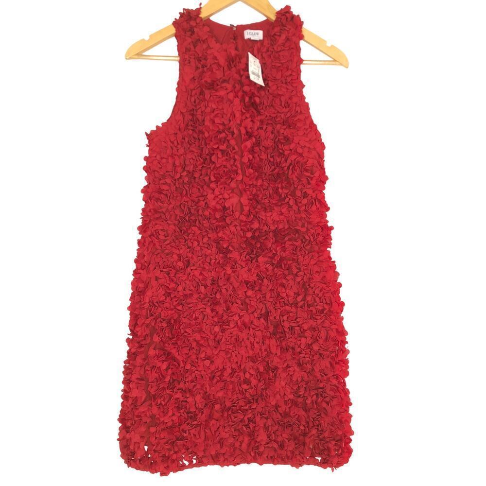 J. Crew Rosette Dress 3d Flower Petal Sleeveless Mini Sheath Deep Ruby Red Nwt 6